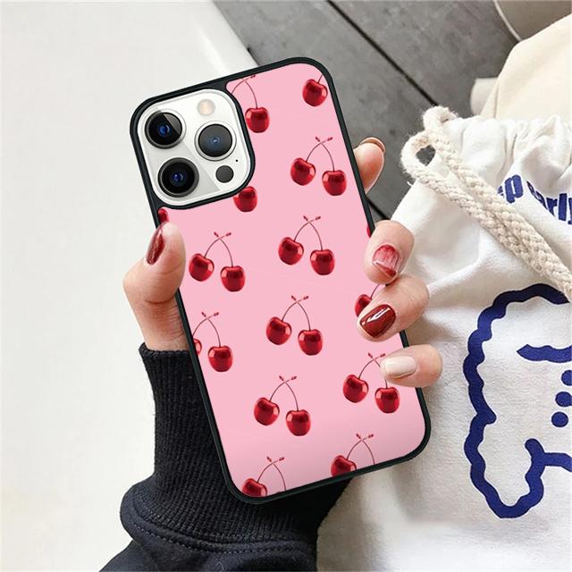 Pink Cherries Cherry Strawberry Cover For iPhone 17 Air 15 16 14 13 12 Pro Max 11 Pro Max Plus Phone Case Coque