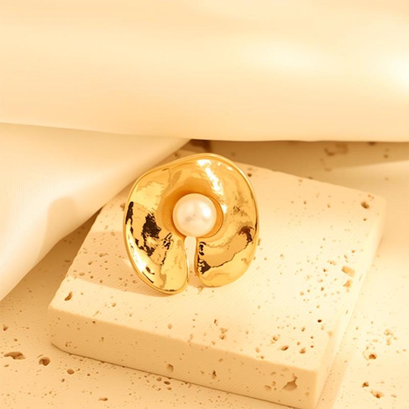 European & American Pearl Conch Flower Open Ring Set: Stylish Beach Holiday Design