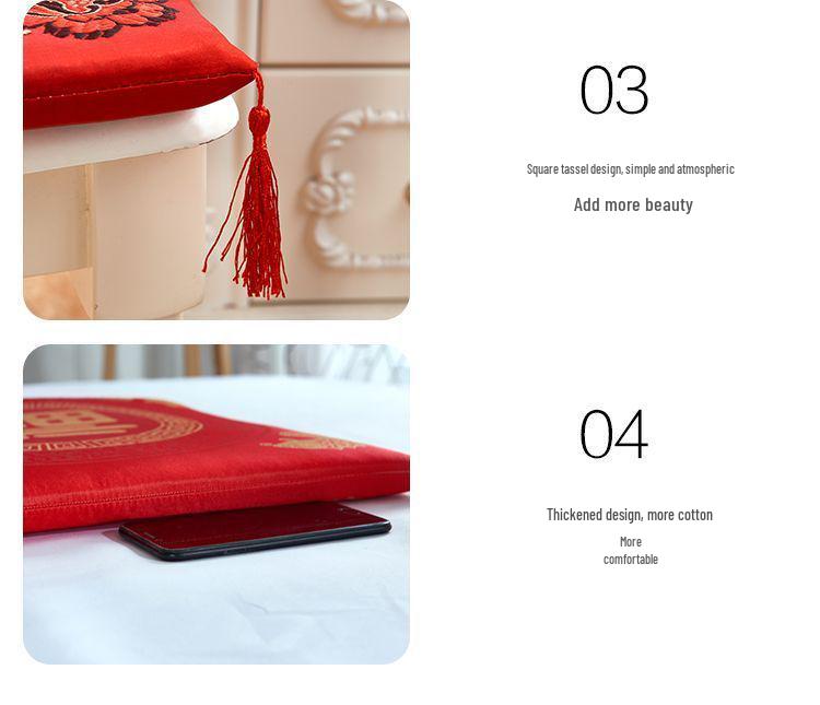 Double Happiness Wedding Tea Ceremony Red Kneeling Cushion Set