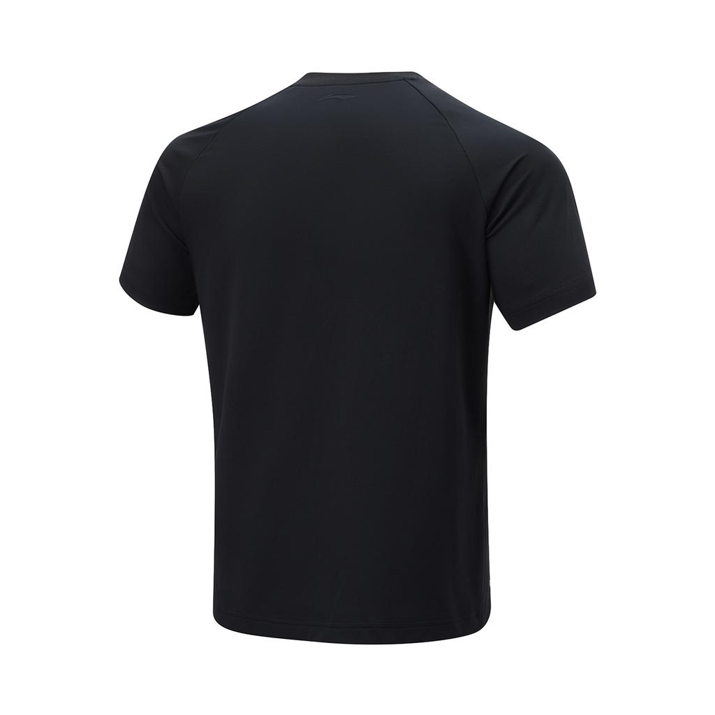Li Ning Cool Tea T Quick Dry Casual Top Logo Letter Print Round Neck Knitted Sports Short Sleeve T-Shirt Men Tops Black ATSU589-1
