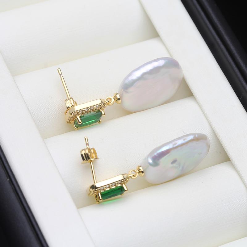 Natural Large Baroque Pearl Earrings For Wemon,Boho Gold Plated Dangle Pearl Earring Jewelry Wife Mom Birthday Gift