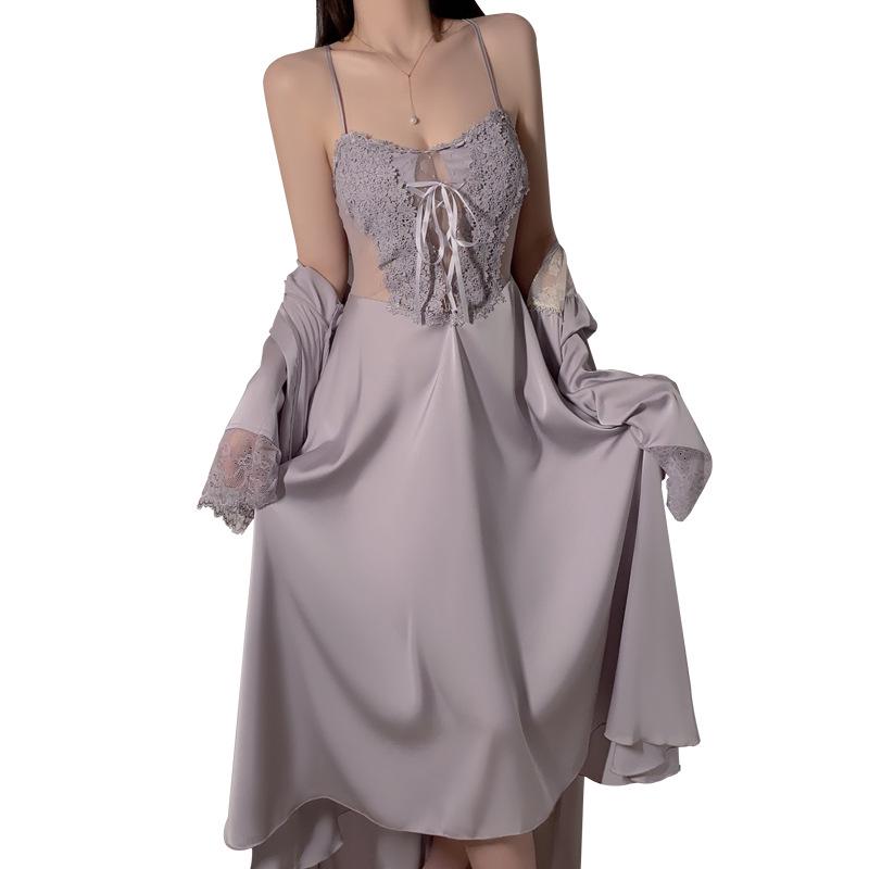 Elegant Plus Size Padded Mesh Nightgown: Spaghetti Strap Temptation Women’s Homewear