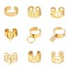 Stainless Women Steel Finger Ring Gold Color Color Wide Rings With Circle Rings Chain Finger Ring Punk Round Geometric Open Finger Rings JewelryPunk