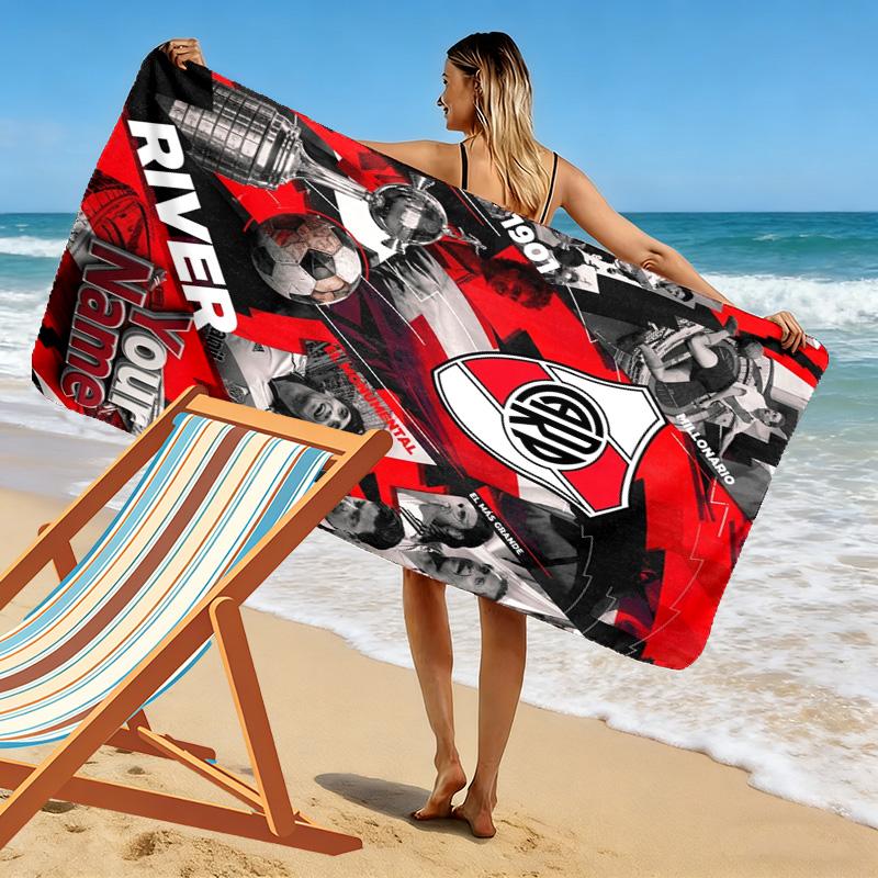 Name Benutzerdefinierter River Plate Druck Strandtuch, Großes Weiches Schnelltrocknendes Handtuch für Strand Camping Schwimmen