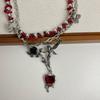 Heart Pendant Crystal Beads Necklace Rose Flower Clavicle Chain Choker  Party