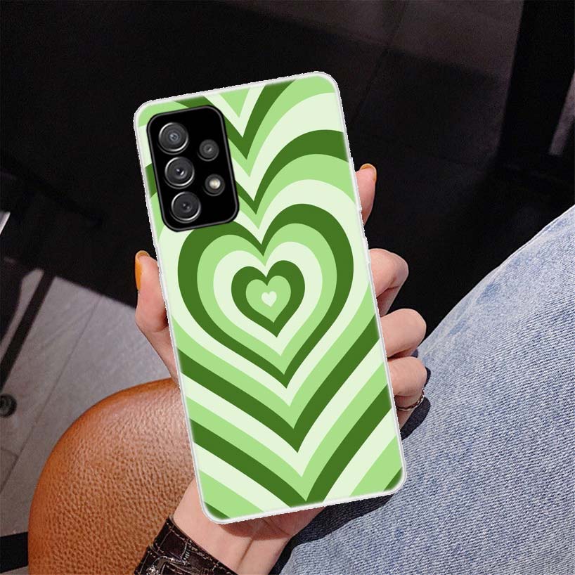 Fashion Purple Heart Swirl Circle Cover Phone Case For Samsung Galaxy A53 A52 A73 A72 A12 5G A13 A22 A23 A32 A33 A02S A03S A42 A