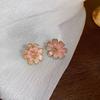 Sweet Super Fairy Pink Flower Earrings Feminine Gentle and Versatile Stud Earrings Temperament High-end Fashion Earrings Accessories
