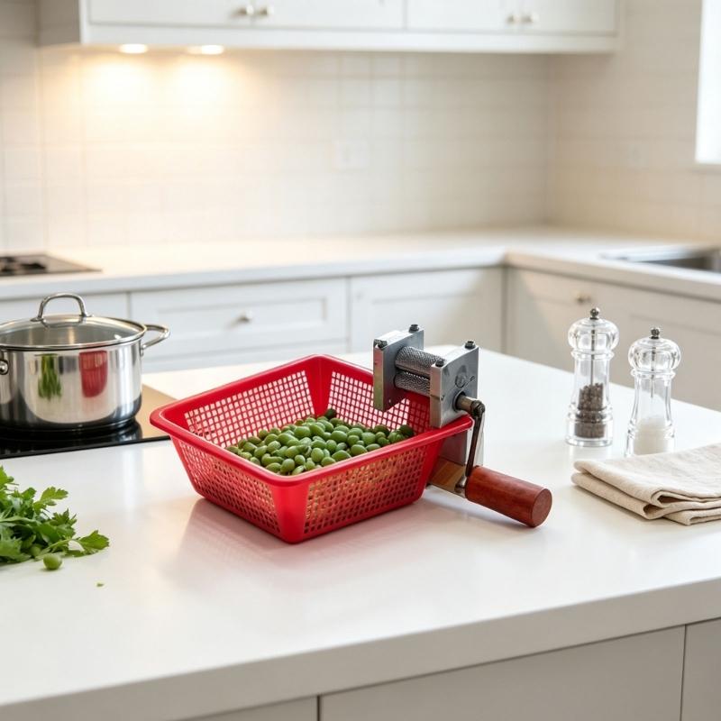 Green Soybean Tool for Household Cooking, Manual Hand-Turn Bean Casing Guide with Small Working Drum for Family Meals and Quick Washing