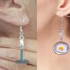 Creative Asymmetrical Fried Egg Spatula Earrings: Unique Kitchen Utensil-Inspired Jewelry