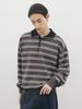 Deowedeoijeueosseom Striped Cotton Collared Knit (Charcoal)
