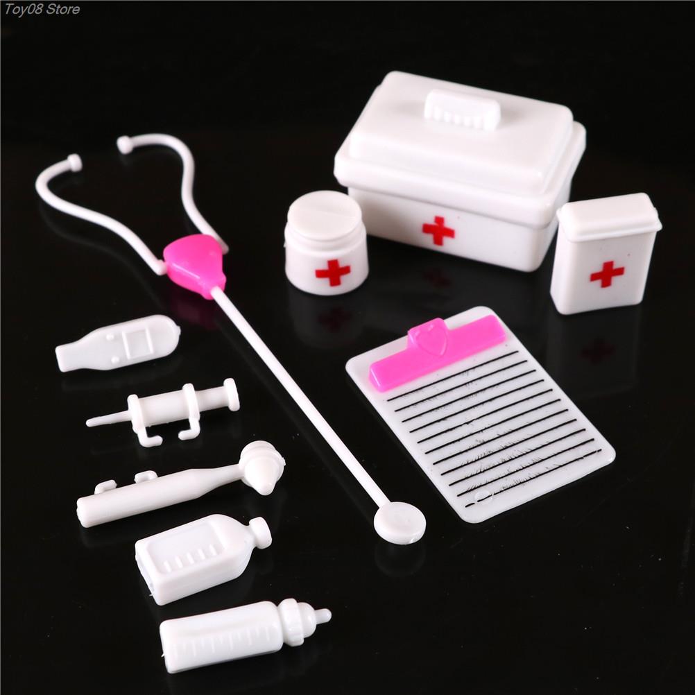 10Pcs/Set Kids Toys Doctor Set Baby Pretend Play Suitcases Medical Kit Simulation Medicine Box With Doll Girl Toy For Children
