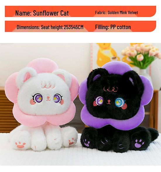 Adorable Sunflower Kitten Plush Toy - Big-Eyed Heartwarming Cat Figurine Gift