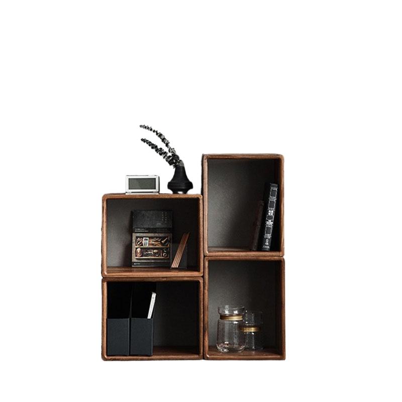 Premium Solid Wood Cube Storage Shelf, Rounded Corner Modular Bookcase Unit Creative Floor Standing Display Rack for Living Room