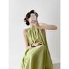 French green sleeveless loose and thin drape vest dress summer new chubby girl wear