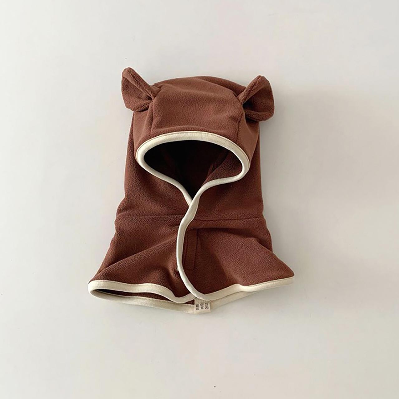 

Детская зимняя теплая балаклава из овечьей шерсти, милая шапка с ушками медвежонка, цельный шарф с капюшоном, для младенцев, мальчиков, девочек, малышей, ветрозащитная шапка-бини с защитой ушей кофейный
