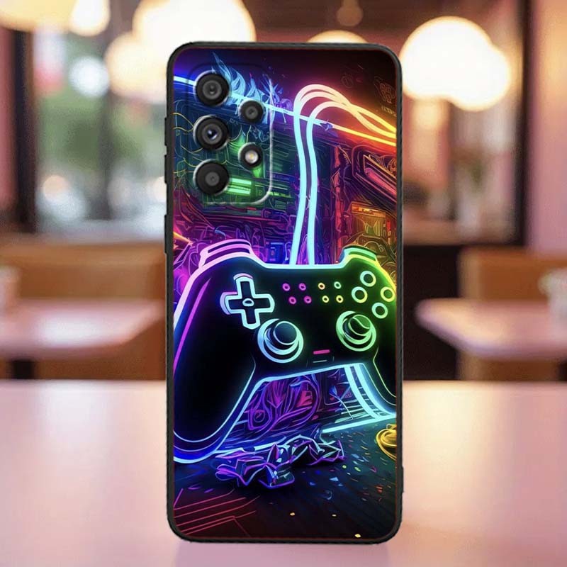 Creative game controller For Samsung A41 A35 A34 A33 A32 A25 A24 A23 A21s A06 A05 A04 A03 Note 10 20 Ultra 5G Black Phone Case