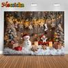 Christmas Background Photography Gifts Snowman Wood Wall  Tree Big Backdrop Baby Shooting Props Party Decoration Studio