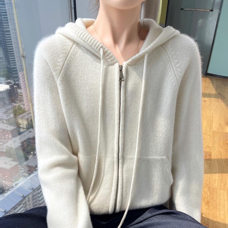Women's Korean Solid Color Wool Hooded Sweatshirt - Loose, Soft, Casual Outerwear