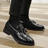 Spring New Men'S Tassel Round Toe Loafers Brand Fashionable Patent Leather Men'S Carved Breathable Business Casual Leather Shoes