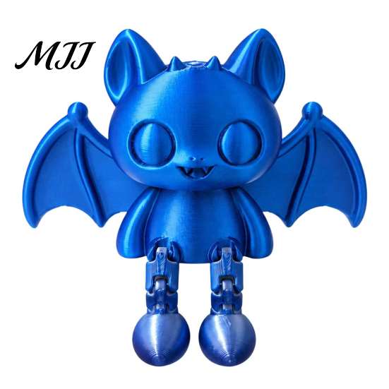 Small Gothic Ornament 3D Printed Articulated Bat Figurine, Flexible Cartoon with Movable Jointed Toy Joints, Desktop Animal Sitter for Home