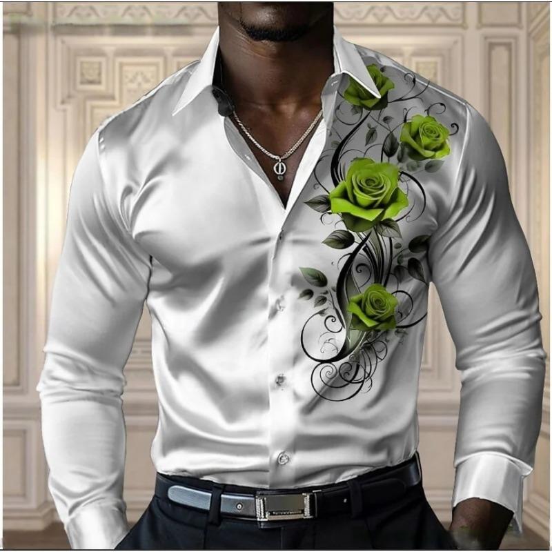 Camicia da uomo di alta gamma color rosa, camicia a maniche lunghe con bottoni, casual e comoda, camicia alla moda per quattro stagioni