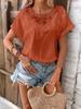 Chiffon Loose Solid Dot Chiffon Cedar Pullover T-shirt Butterfly Sleeve Top Women's Clothing