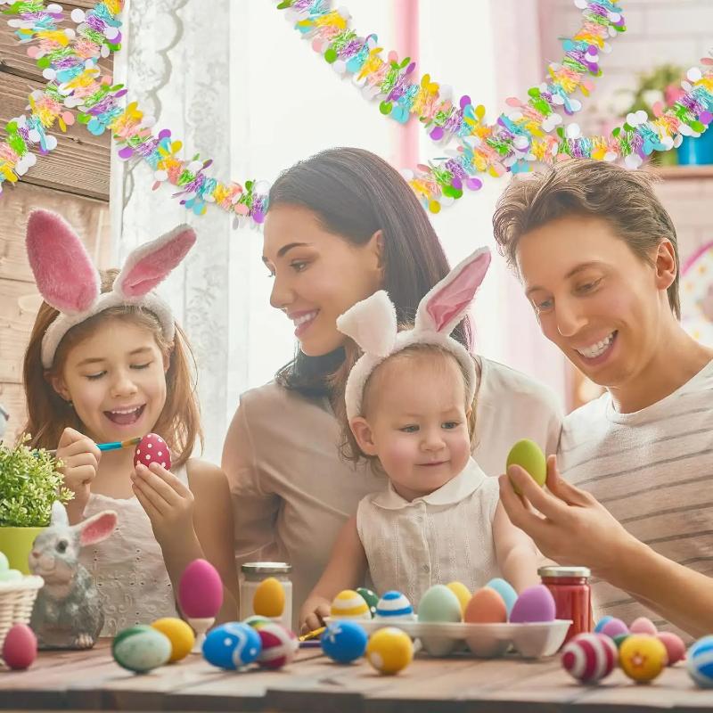 

4 шт. Пасхальные мишурные гирлянды Разноцветные яйца Кролик Весенняя гирлянда Спиральная Металлическая гирлянда Для Пасхальной вечеринки Украшение на елку 4pcs