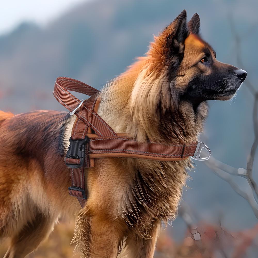 

Собачье седло грудь спина на открытом воздухе поводок для крупной собаки взрывозащищенный пробивной средняя и крупная собака легкий тактический светоотражающий поводок для собаки S коричневый