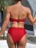 New Solid Color Bandeau Drawstring Bikini - Women's Tight-Fitting Split Swimsuit