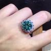 Eight Hearts & Arrows Moissanite Open Ring PT950 - Full Pave Blue-Green, 2 Carats 