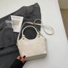 Small Square PU Leather Shoulder Bag for Women Sweet Style Solid Color Zipper Handbag
