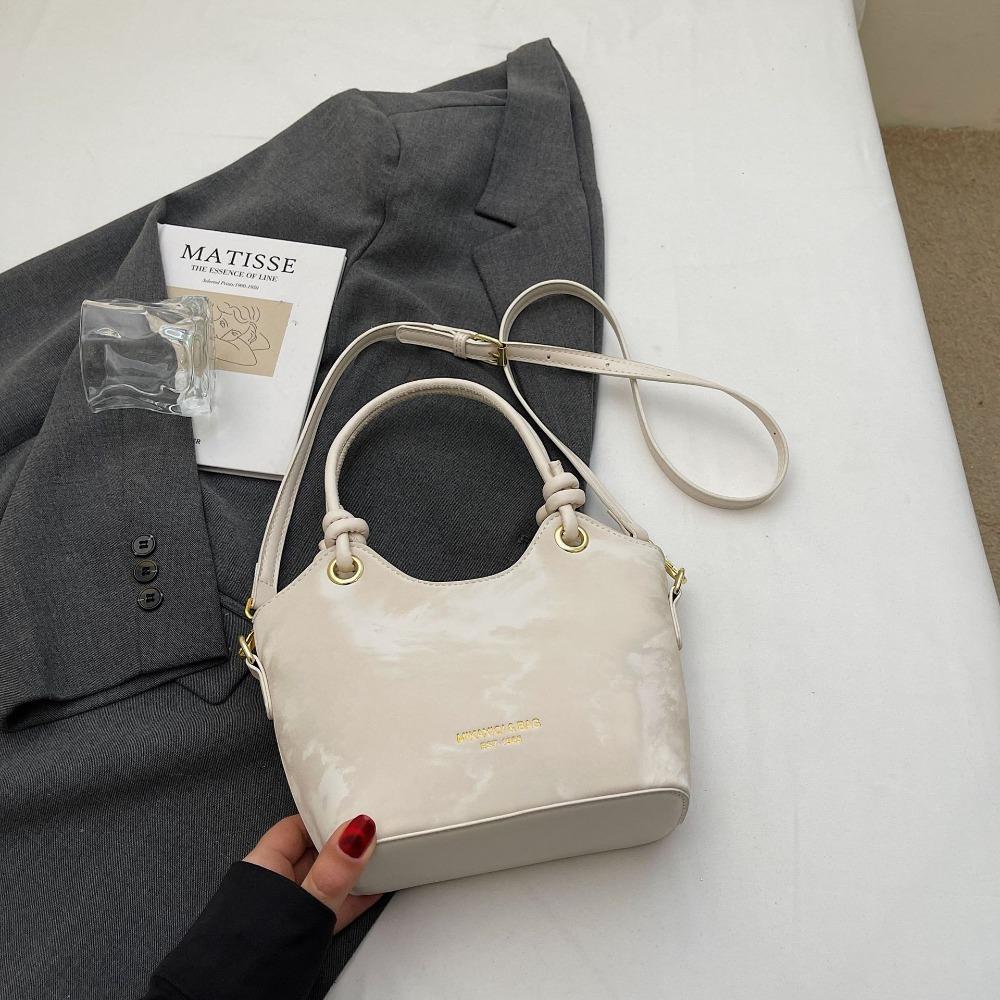 Small Square PU Leather Shoulder Bag for Women Sweet Style Solid Color Zipper Handbag