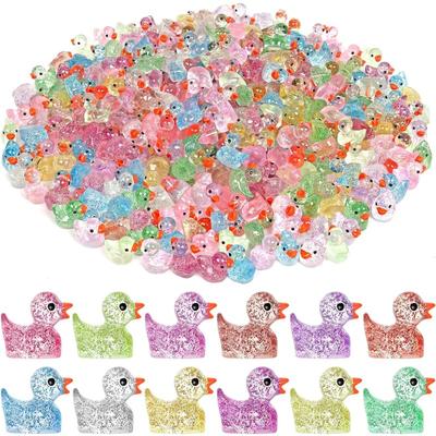50/100 Stück leuchtende Mini-Enten aus Kunstharz, glitzernde Miniaturfiguren, winzige Enten für DIY-Feengarten, Mikrolandschaft, Aquarium, Pflanzen, Dekoration