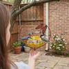 Iron Art Heart Shape Bird Feeder Wide-Mouth Retro Bird Bath Flower Bird Water Feeder Balcony Use