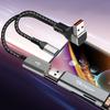 Nylon Braided USB Extension Cord USB to Type c USB Splitter 66W Power Delivery 90Degree Bend Design for Compactly Space