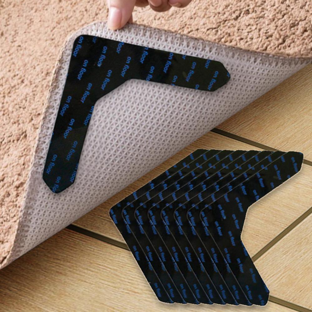 4/8pcs High Quality Non-slip Anti-drill Carpet Stickers Suitable For Living Room Dining Room Bathroom Rugs, Prevent Rugs From Moving  Rolling Edges