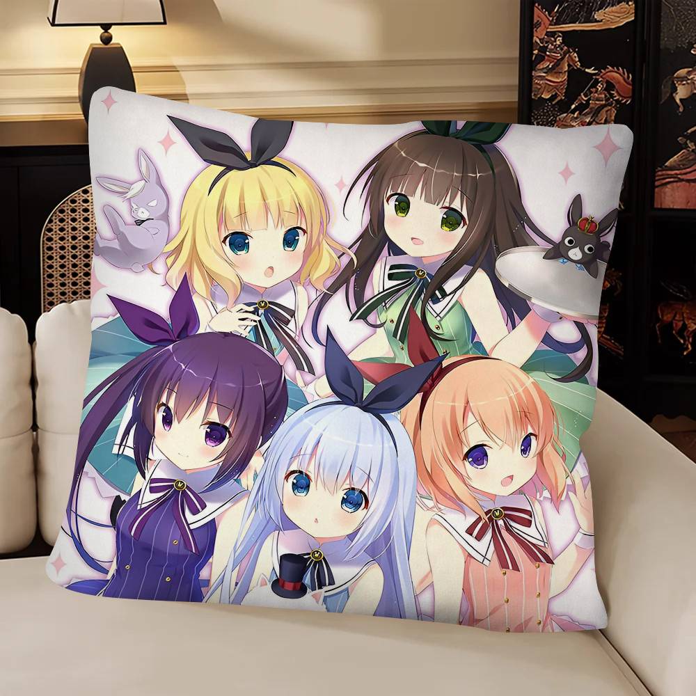 Anime IIs The Order A Rabbit Pillow Case Fashion Square Pillowcase Bedroom Sofa Room Ins Decoration Leisure