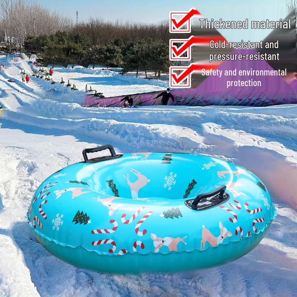 Slittino Gonfiabile in PVC Ispessito Resistente al Freddo - Giocattolo Sciistico Rotondo da Esterno