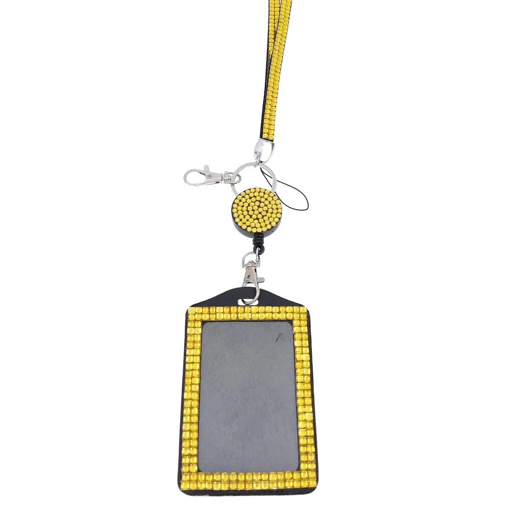 1 Stück modisches Kartenetui, Umhängeband für Damen, einziehbares Ausweishalter-Band, Halskette, Umhängeband für Mädchen, glänzend, leicht zu ziehende Schnalle, Kartenetui