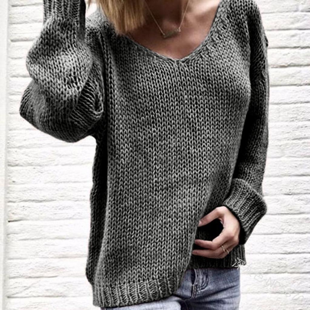 Ladies, Sweaters, Knitwear, Casual, V-neck, Warm Pullover, Soft, Comfortable Knit