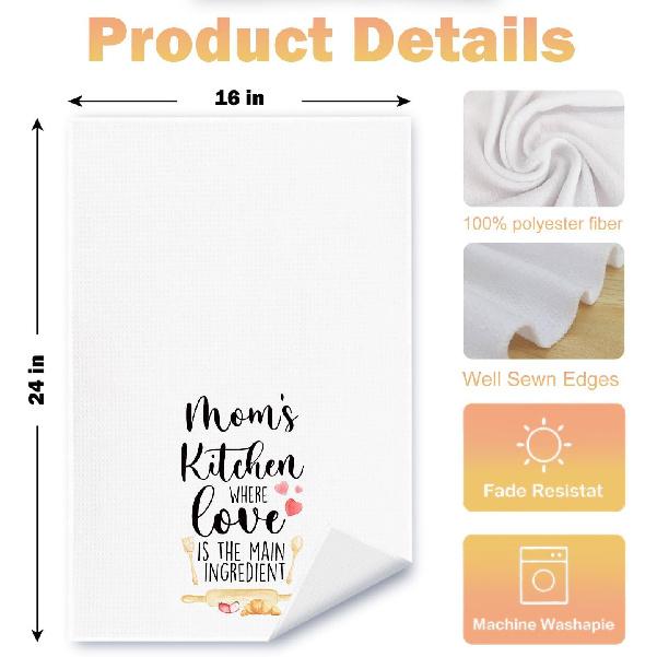 Best Mom Gifts Kitchen Towels, Mother's Day Birthday Gifts for Mom Dish Tea Towels for Kitchen, Mother Gift from Daughter Son Decorative Hand Towels,