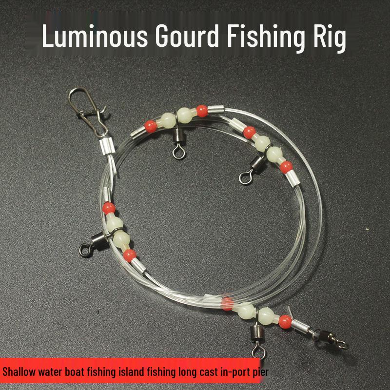 Luminous Multi-Hook Sea Fishing Rig with Gourd Swivel and Stopper Bead Set