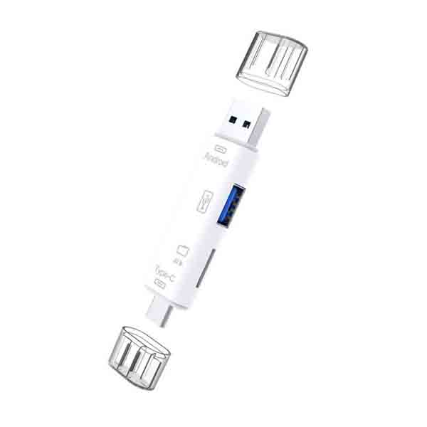 

Устройство чтения карт памяти 5-в-1 Встроенный порт USB/Type C/Micro USB и слот для карт USB/TF расширяют пространство для хранения белый