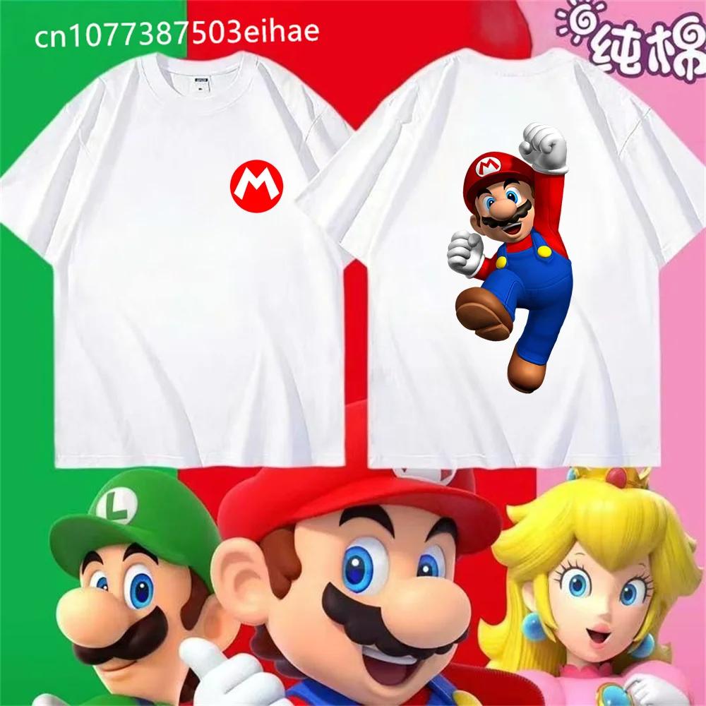 2026 New Manga Super Mario Oneck Tshirt Mens and Womens Casual Breathable Summer Printed Role Playing Top Tshirt