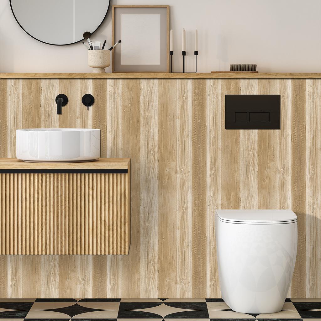 Nordic Natural Wood Grain Wallpaper - Self-Adhesive PVC Wall Stickers - Waterproof Seamless Splicing Mural for Kitchen Bathroom Home Renovation