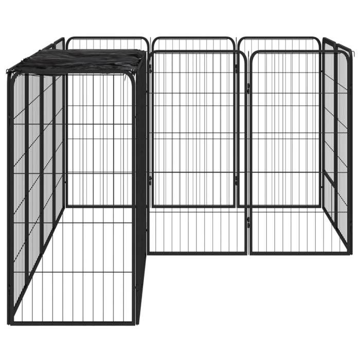 VidaXL Dog Playpen 14 Panels Black 50x100cm Powder-Coated Steel Enclosure 3115949