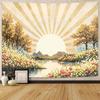 Heavenly Floral Sunrise Tapestry, Spring Garden Lake Mountain Print Large Wall Art for Cozy Bedroom Living Room Dorm Aesthetic