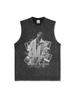 Canotta Senza Maniche Tupac Grafica Retro High Street Cotone Pesante