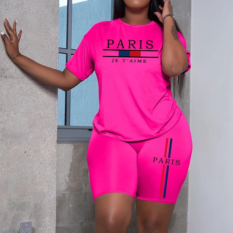 Two-piece Summer Trendy Short-sleeve Top and Shorts Set, Soft Casual Sportswear T-shirt Set