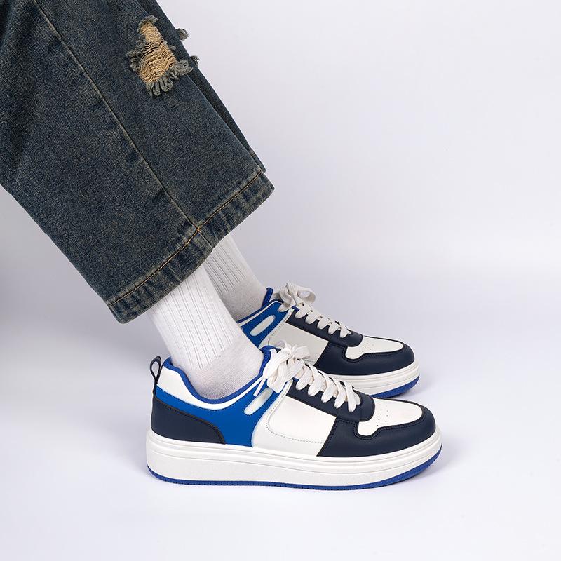 Global Thick Baseplate Shoes Men's ZHQ-HY071 Spring Versatile Trend Casual Sports Shoes Low-top Student White Shoes